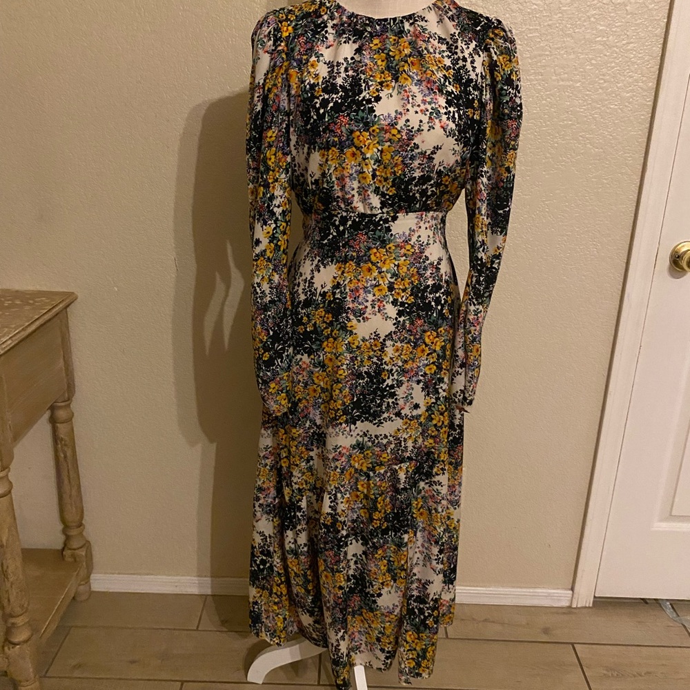 Topshop floral printed puff sleeve maxi dress